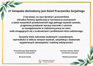 Życzenia z okazji Dnia Pracownika Socjalnego